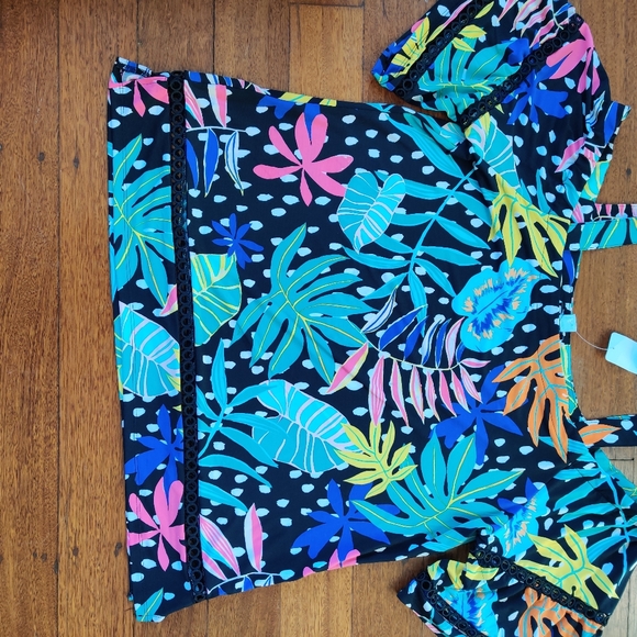 BNWT ROCKMANS|| Spot TROPICAL Cold shoulder TOP Blouse SIZE L - Picture 12 of 12